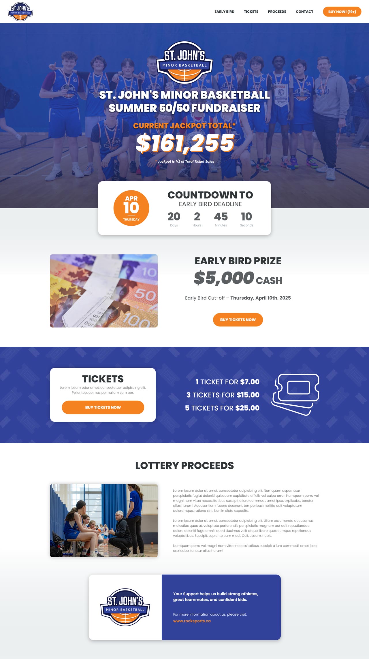 Screenshot of custom lottery page