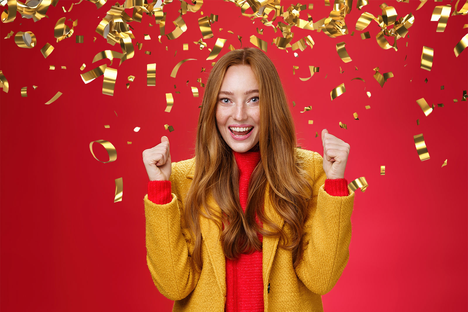 Woman celebrating earlybird win